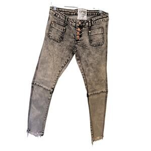 NWT One Teaspoon Sz 26 Harley Super Dupers Acid Wash Button Fly Skinny Jeans
